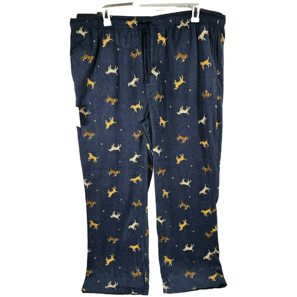 Sonoma Fleece Pajama Pants Soft Wide Leg Men's XXL (42x30") Blue Playing Dogs